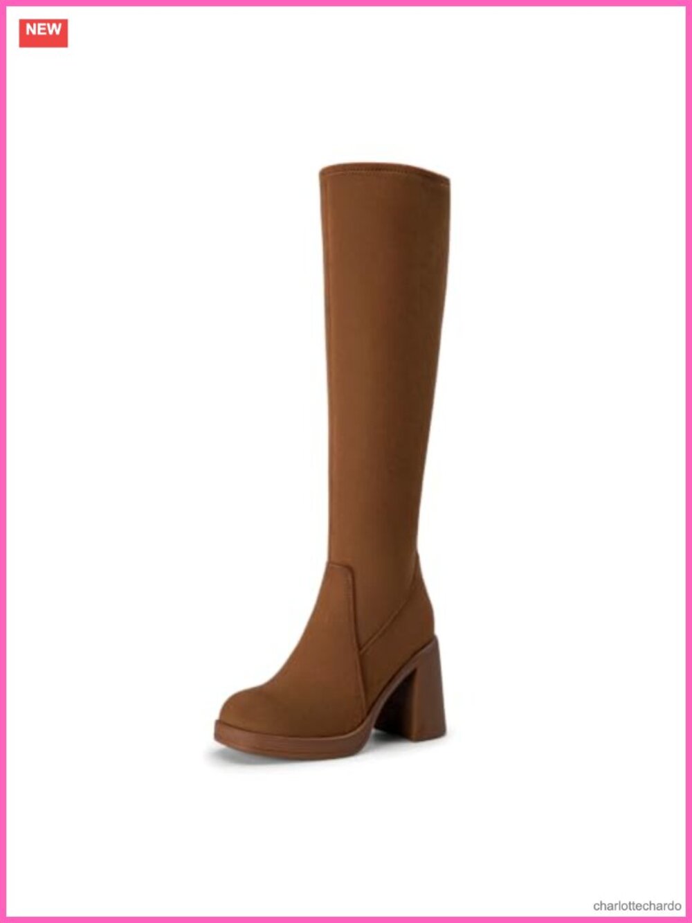 Women's Stretchy Chunky Platform Knee High Boots Square Toe Side Zip